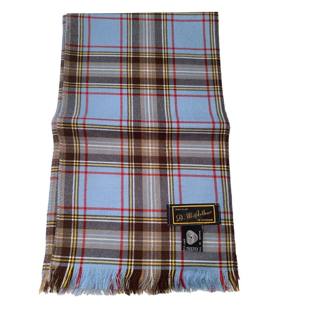 D McArthur Vintage Scottish Woven Wool Scarf 60s‎ Tartan Diana Plaid